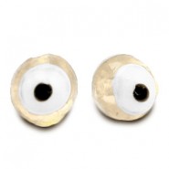 Glasperle Nazar Auge 6mm gebrochenes Weiß